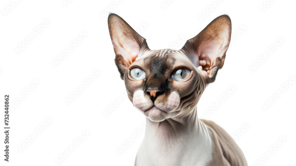 Wrinkled Wonder: A Detailed Close-Up of a Sphynx Cat on a Transparent Background
