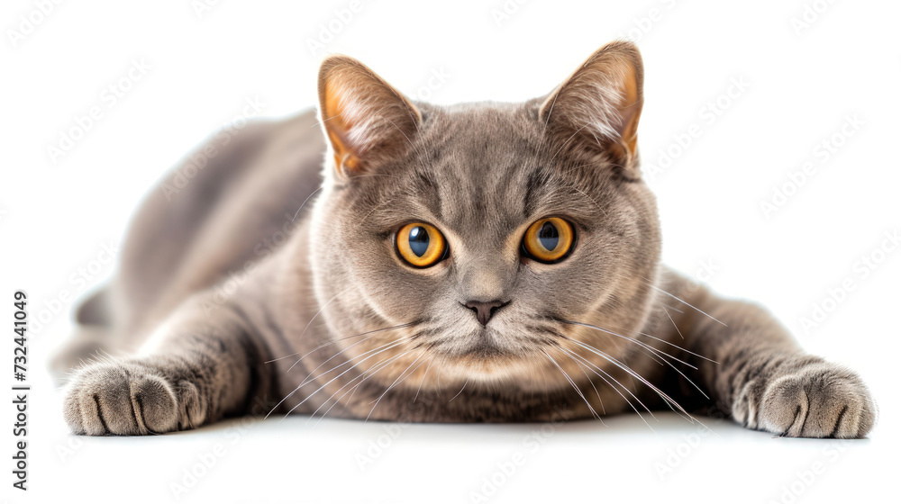 British Shorthair Beauty: A Portrait of Regal Charm on a Clear Background