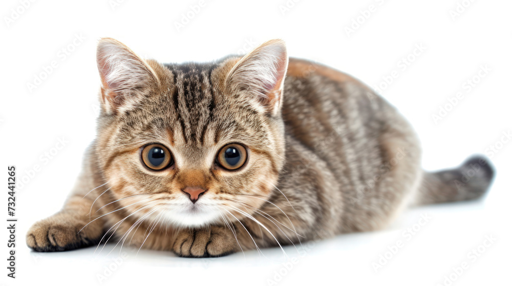A Playful Photo of a Short-Legged Cat on a Clear Background