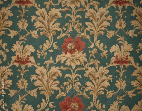 Vintage Wallpaper Floral Pattern of 18th Century Wallpaper linoleum abstract texture background. Decorative wall paint.	