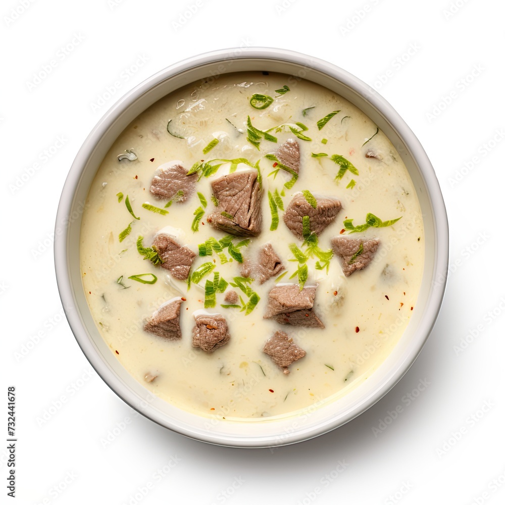 Beef soup closeup isolated on white background Beef soup closeup isolated on white background