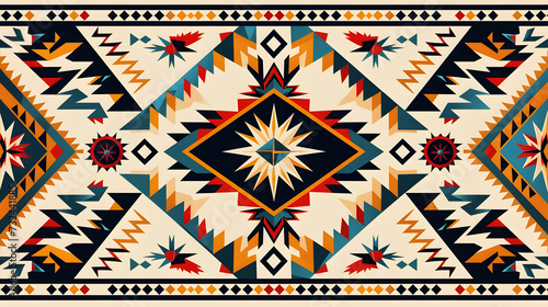 Native American Ethnic style abstract Navajo geometric tribal vector seamless pattern background photo