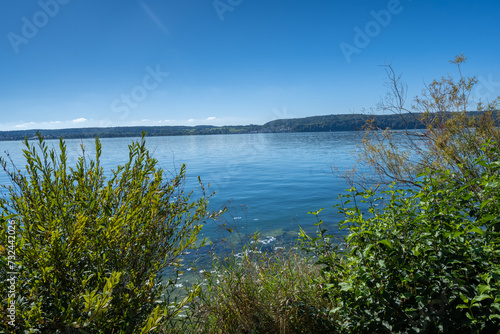 Ueberlingen on Lake Constance  lakeside promenade. Baden-Wuerttemberg  Germany  Europe.