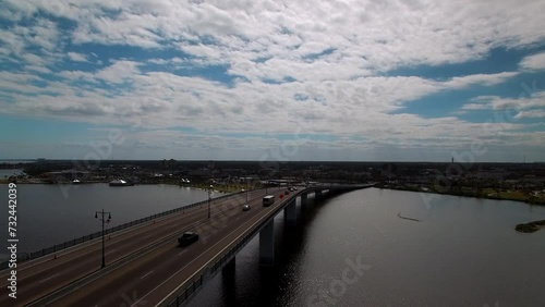 Wallpaper Mural Aerial: Drone Shot Of Cars Moving On Broadway Bridge In City, Drone Flying Forward Over Halifax River - Daytona Beach , Florida Torontodigital.ca