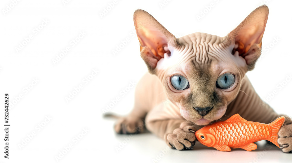 A Playful Sphynx Cat Isolated on a Clear Background