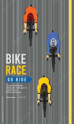 Great elegant vector editable bicycle race top view bird angle poster background design for your championship community event	