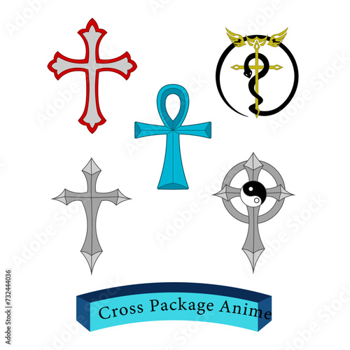 Christian Cross Anime Vector Set Collection 