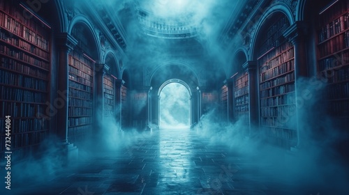 Step into the grand library and let your imagination run wild as you explore the mystical worlds hidden within each glowing book.