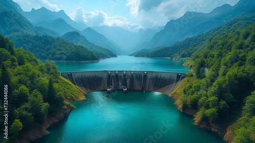 The hydroelectric dam not only generates clean energy but also enhances the natural beauty and biodiversity of the riverine ecosystem. photo