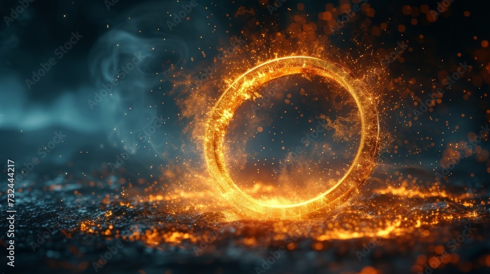 Fototapeta premium Let this radiant infinity ring be your guide as you explore the wonders of the universe, shining like a beacon in the darkness of space.