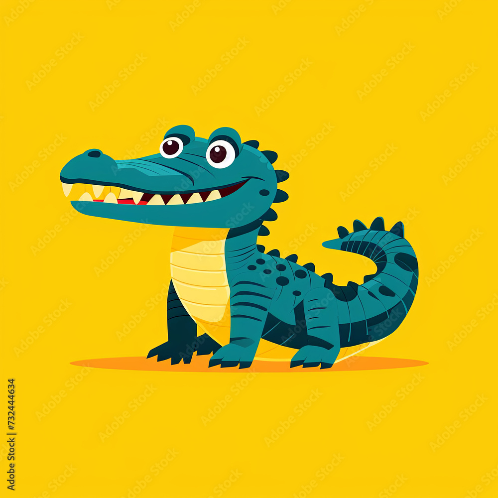 Fototapeta premium Cute baby crocodile illustration. 