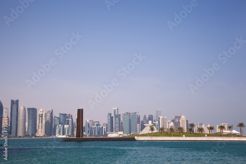 Doha, Qatar- December 23,2020 : View of Skyline, Doha's Financial District (West Bay).