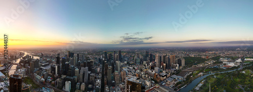 aerial view of Melbourne CBD . Central business district   Australian city Landscape 
