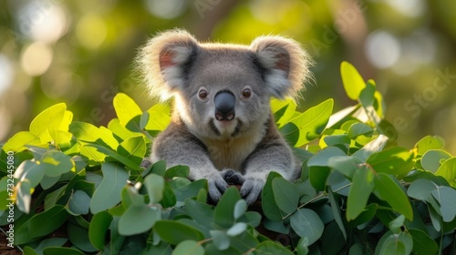 The koala  nestled in the eucalyptus tree  embodies the tranquility of Australia s wildlife that must be preserved for future generations.