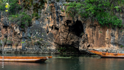 boat on the river Lake Lugu Lijiang China