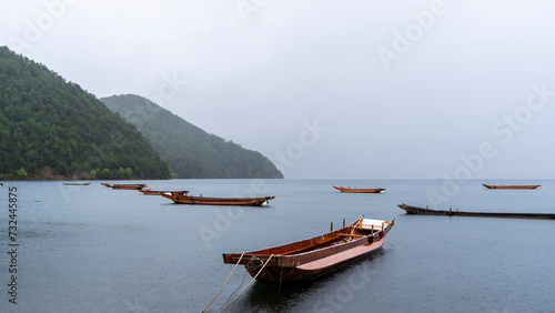 boat on the lake Lake Lugu Lijiang China