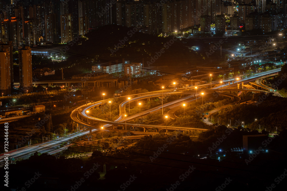 traffic at night Fuzhou China