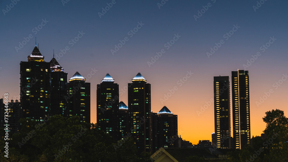 city skyline at sunset, Guangzhou China