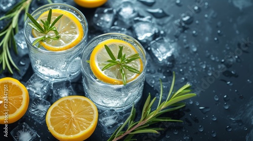 Sip on a cool and refreshing gin tonic with a twist of lemon and a sprig of rosemary, perfect for a summer celebration or a relaxing evening at home.
