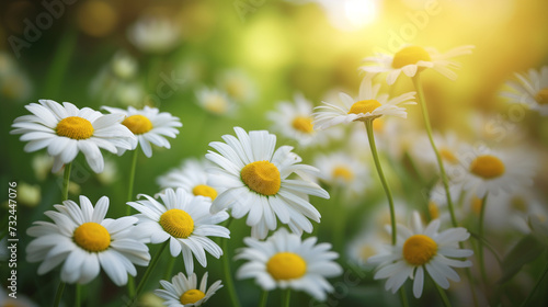 Firld of daisy flowers background