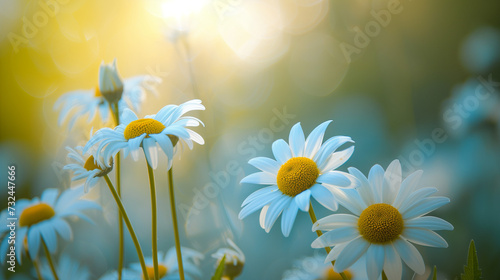 Firld of daisy flowers background