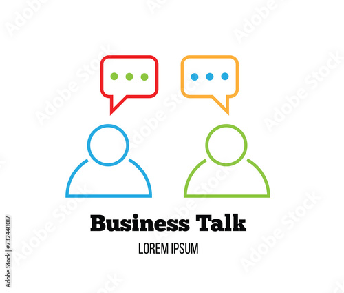 Business Discussion Abstract People Figures with Speech Bubbles. Communication and social networking concept vector