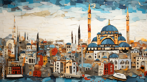 City of Istanbul made in paper cut craft