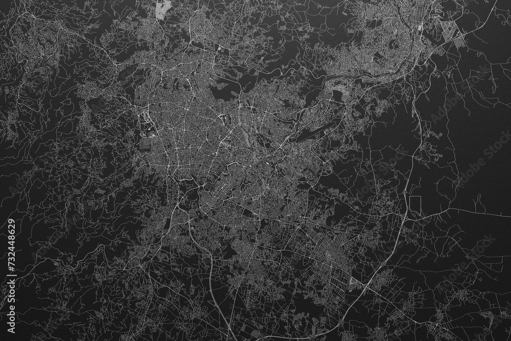 Naklejka premium Street map of Amman (Jordan) on black paper with light coming from top