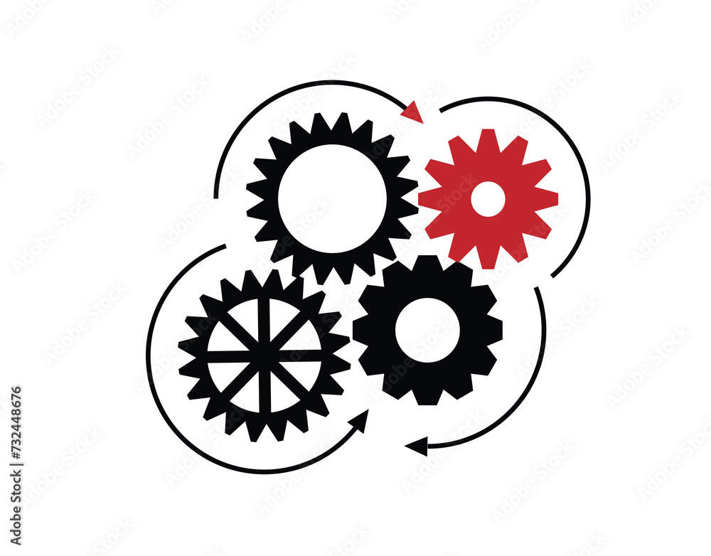 Modern Tech Gear Mechanism Spinning. Technology and science concept vector art Modern Tech Gear Mechanism Spinning. Technology and science concept vector art