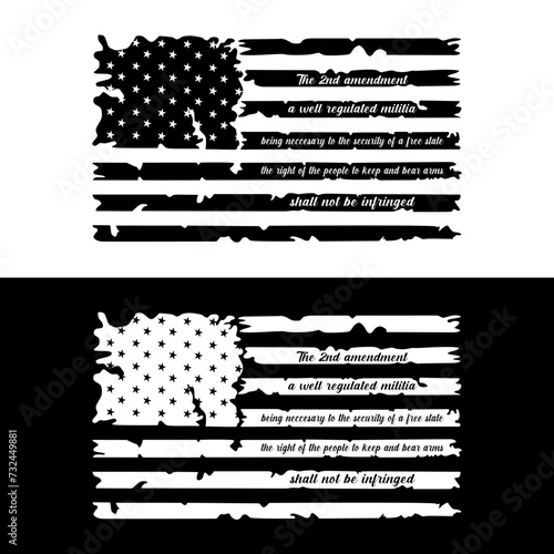 Distressed 2nd Amendment Text Flag Design Background Illustration