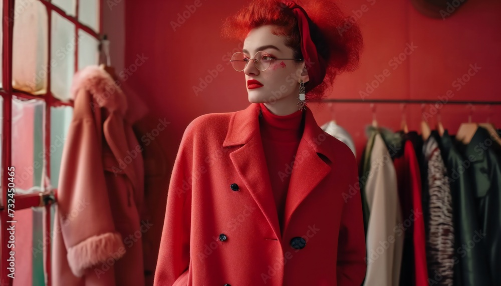 stylish fashion designer in a striking red coat stylish fashion designer in a striking red coat