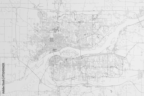 Wallpaper Mural Map of the streets of Davenport (Iowa, USA) on white background. 3d render, illustration Torontodigital.ca