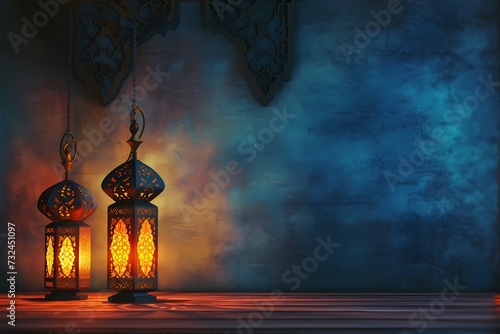 Ramadan Kareem Background Lattern for Banner. Copyspace, poster