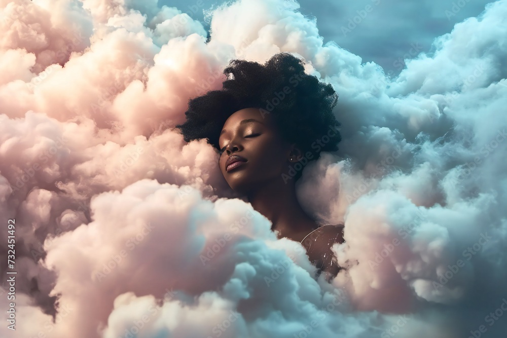 Tender black woman in the clouds. Tender black woman in the clouds.