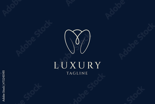 dental icon luxury elegant linear line art logo design