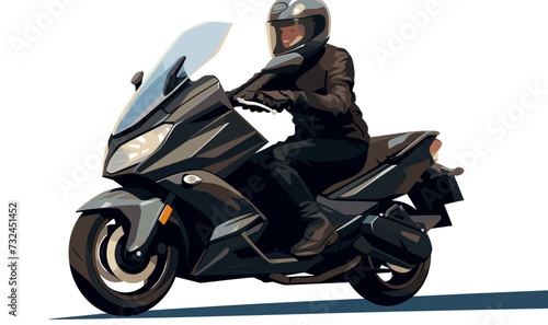 woman riding Motor bike isolated vector style with transparent background illustration