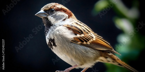 AI-generated illustration of a closeup of a small cute sparrow.