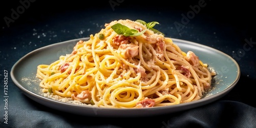 AI-generated illustration of a plate of spaghetti carbonara.