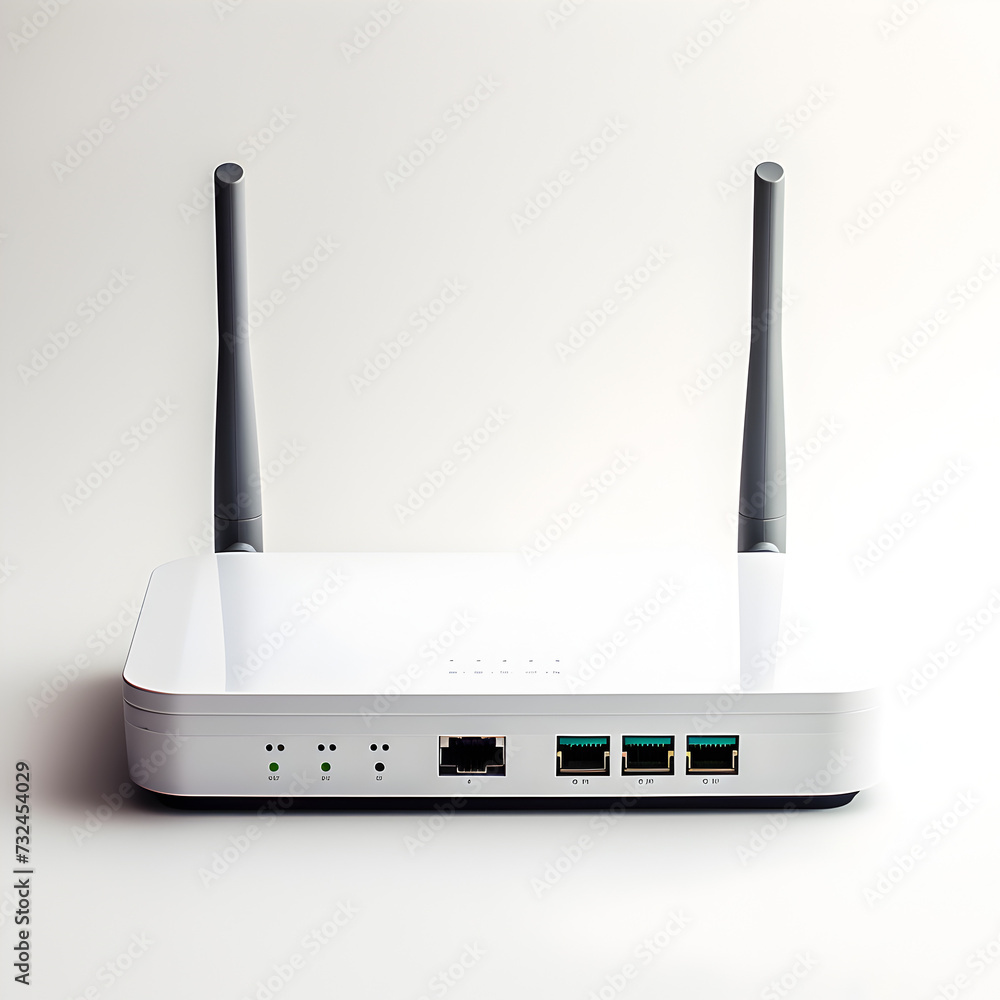 White internet router on a white background White internet router on a white background
