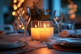 Candlelit Home Dinner - An intimate dinner setting at home - Valentines Day - AI Generated