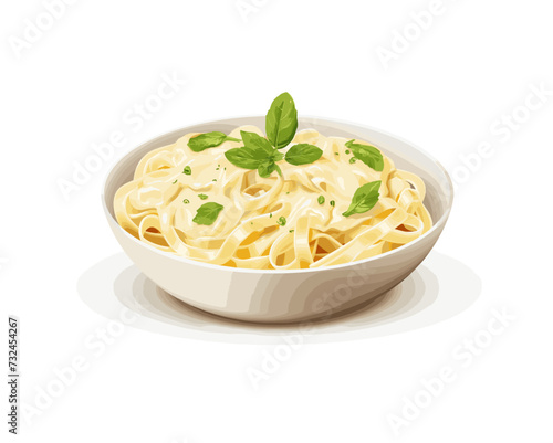 Bowl of fettucini alfredo isolated vector style with transparent background illustration