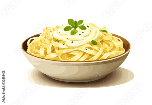 Bowl of fettucini alfredo isolated vector style with transparent background illustration