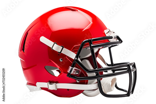 Side view of red football helmet photo