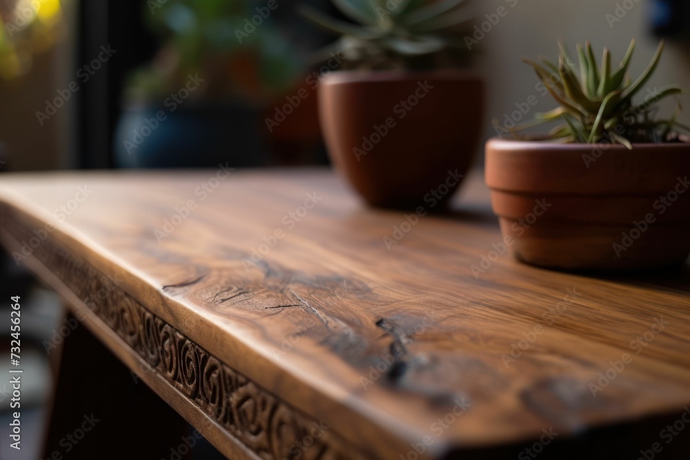 Indoor plant on a wooden tabletop, AI-generated. Indoor plant on a wooden tabletop, AI-generated.
