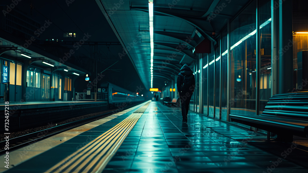 TrainStation Men behind sunset TrainStation Men behind sunset