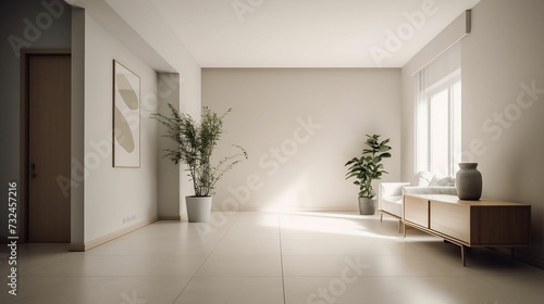 AI-generated illustration of a minimalist living room.