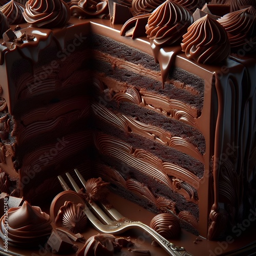 chocolate cake each forkful a symphony of rich flavors and velvety textures photo