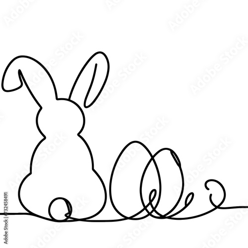 Easter bunny with eggs in line drawing style © Elena