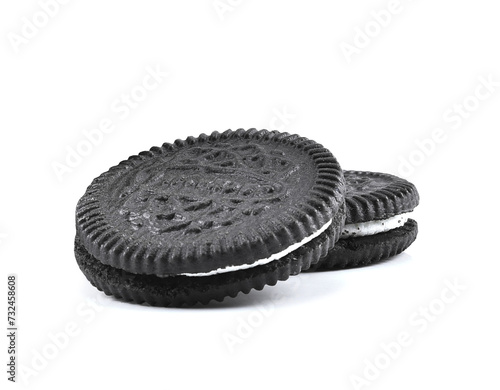 Chocolate cookie and cream isolated on transparent background. PNG