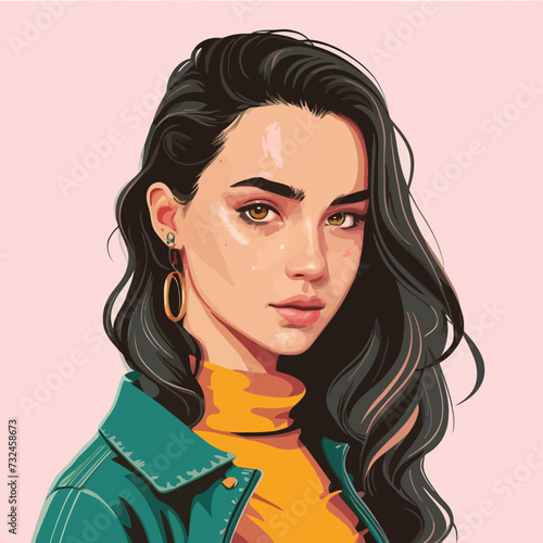 2d vector illustration colorful cool girls
